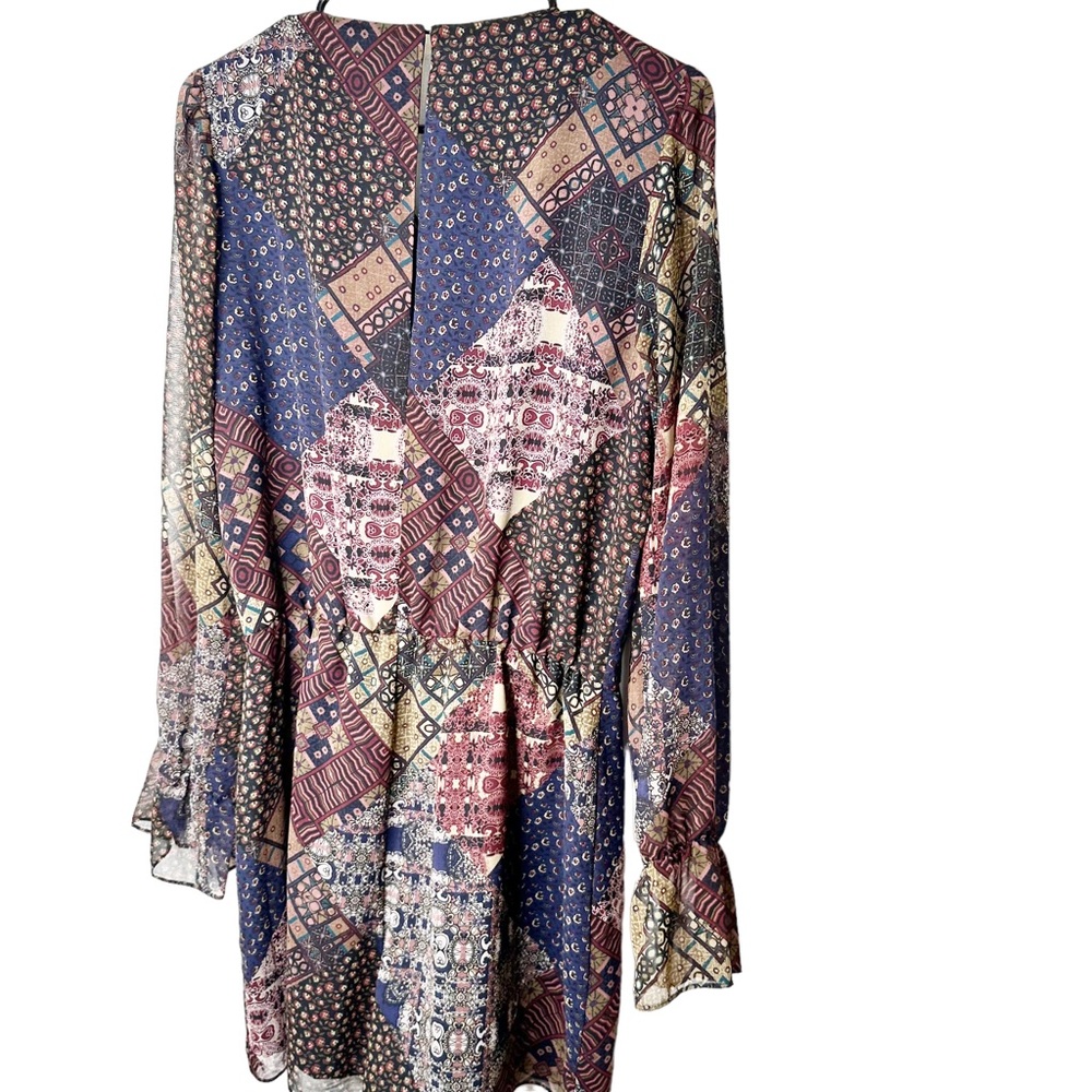 BCBGeneration Sheer Patchwork Peasant BoHo Dress Size Medium - Picture 9 of 10